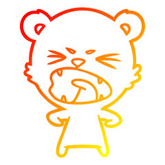 warm gradient line drawing angry cartoon bear