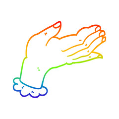 rainbow gradient line drawing cartoon hand