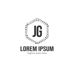 Initial JG logo template with modern frame. Minimalist JG letter logo vector illustration