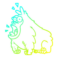 cold gradient line drawing cartoon shouting gorilla