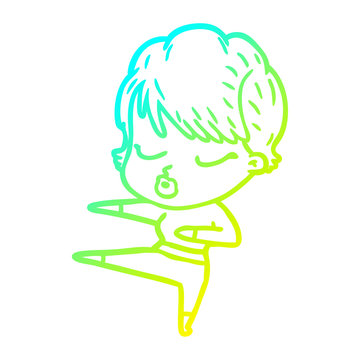 recommend clip art: cold gradient line drawing cartoon woman with eyes shut