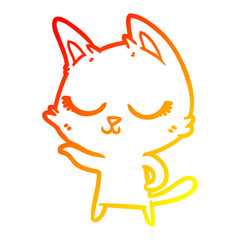 warm gradient line drawing calm cartoon cat
