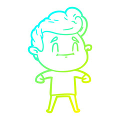 cold gradient line drawing happy cartoon man