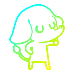 cold gradient line drawing cute cartoon elephant