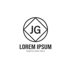 Initial JG logo template with modern frame. Minimalist JG letter logo vector illustration