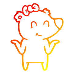 Fototapeta premium warm gradient line drawing female bear cartoon