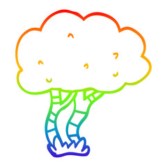 rainbow gradient line drawing cartoon tree