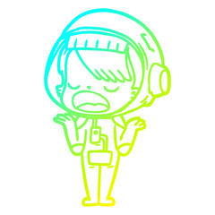 cold gradient line drawing cartoon talking astronaut