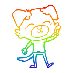 rainbow gradient line drawing cartoon dog