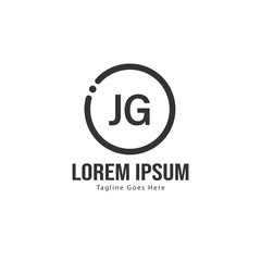 Initial JG logo template with modern frame. Minimalist JG letter logo vector illustration