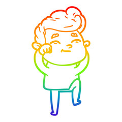 rainbow gradient line drawing happy cartoon man