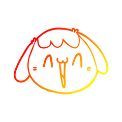 warm gradient line drawing cartoon dog face