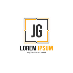 Initial JG logo template with modern frame. Minimalist JG letter logo vector illustration