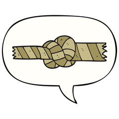 cartoon knotted rope and speech bubble