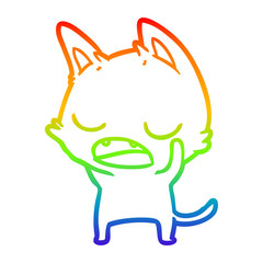 rainbow gradient line drawing talking cat cartoon