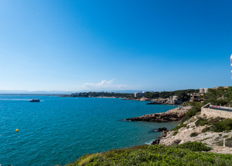Fototapeta na wymiar Coastline of Costa Calida in Murcia region, Spain.Blue water and sky.
