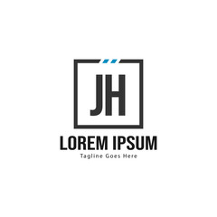 Initial JH logo template with modern frame. Minimalist JH letter logo vector illustration