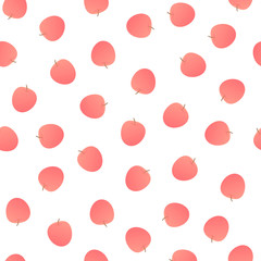 Vector modern simple fruit seamless pattern. Irregular composition of red apple illustration isolated on white background. Design repeate tile for decorative texture, textile, backdrop, wrapping paper