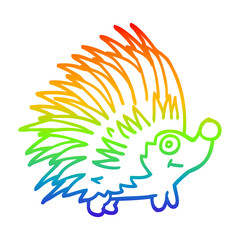 rainbow gradient line drawing cartoon spiky hedgehog