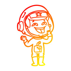 warm gradient line drawing cartoon laughing astronaut