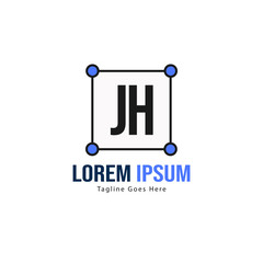 Initial JH logo template with modern frame. Minimalist JH letter logo vector illustration