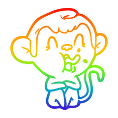 rainbow gradient line drawing crazy cartoon monkey