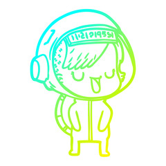 cold gradient line drawing cartoon astronaut woman