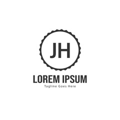 Initial JH logo template with modern frame. Minimalist JH letter logo vector illustration