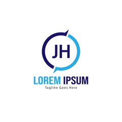 Initial JH logo template with modern frame. Minimalist JH letter logo vector illustration