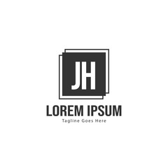 Initial JH logo template with modern frame. Minimalist JH letter logo vector illustration