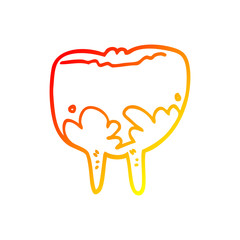 warm gradient line drawing cartoon tooth