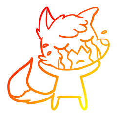 warm gradient line drawing crying fox cartoon