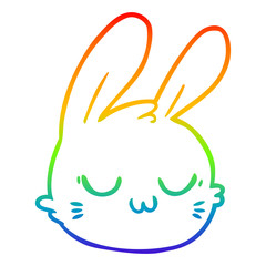 rainbow gradient line drawing cartoon rabbit face