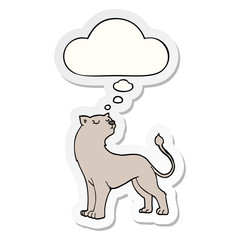 cartoon lioness and thought bubble as a printed sticker