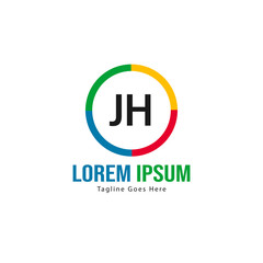 Fototapeta premium Initial JH logo template with modern frame. Minimalist JH letter logo vector illustration