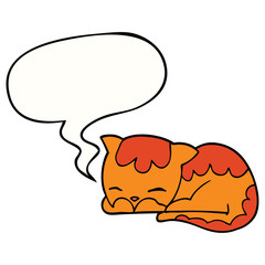 cartoon cat sleeping and speech bubble