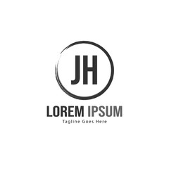 Initial JH logo template with modern frame. Minimalist JH letter logo vector illustration