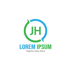 Initial JH logo template with modern frame. Minimalist JH letter logo vector illustration