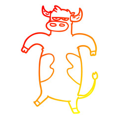 warm gradient line drawing cartoon bull