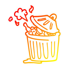 warm gradient line drawing cartoon waste bin