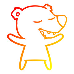 Fototapeta premium warm gradient line drawing cartoon bear