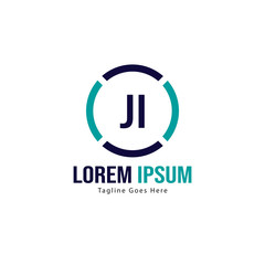 Obraz premium Initial JI logo template with modern frame. Minimalist JI letter logo vector illustration