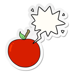 cartoon apple and speech bubble sticker