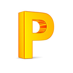 Character P on white background. Isolated 3D illustration