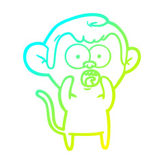 cold gradient line drawing cartoon shocked monkey