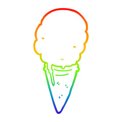 rainbow gradient line drawing cartoon ice cream