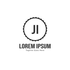 Initial JI logo template with modern frame. Minimalist JI letter logo vector illustration