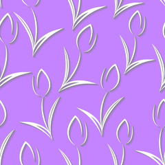 Spring seamless pattern background with white tulips.