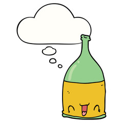 cartoon wine bottle and thought bubble