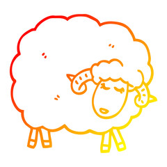 warm gradient line drawing cartoon sheep with horns